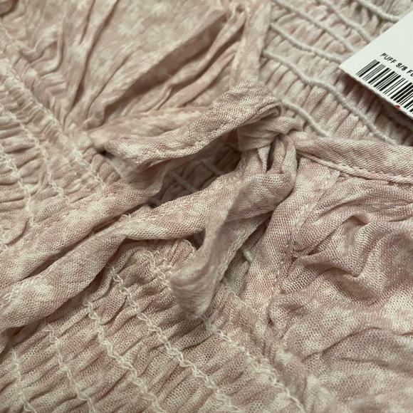 BlueBlush Smocked Crop Pink Floral Puffy Sleeve Blouse Large - Picture 4 of 5